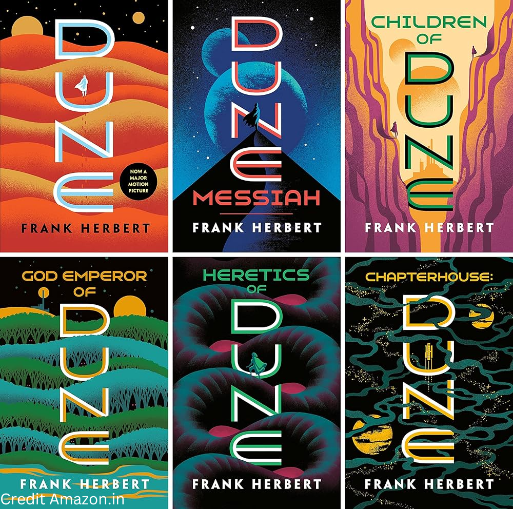 Frank Herbert's six Dune novels, about the popular science fiction series